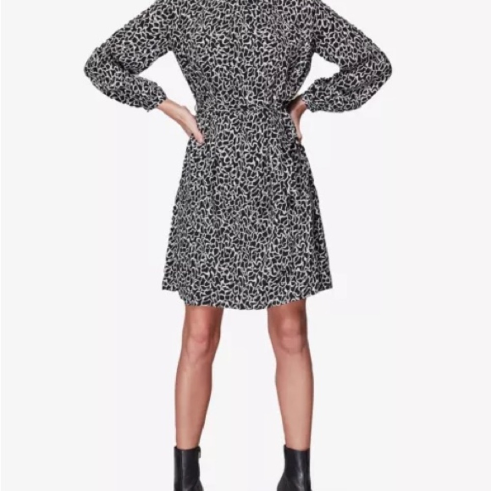 Whistles round-neck swirl-print crepe mini dress NWT UK8/US4